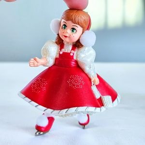 Hallmark Collectible Ornament "Snowflake Skater" Girl w/ Red Dress & Ear Muffs
